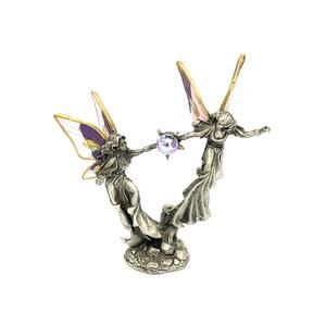 Gallo Pewter Starburst Fairies Nymph Pixies Figurine by R. Ridolfi with Crystal